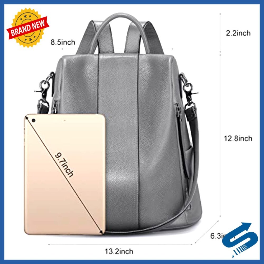 Leather Backpack Purse Antitheft Medium Rucksack … - image 4